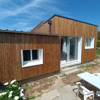 Isolation par l’extérieur et bardage bois à Saint-Vigor-le-Grand